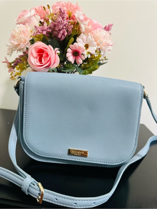 kate spade Handbags - kate spade Light Blue Saffiano Crossbody with Gold Plaque